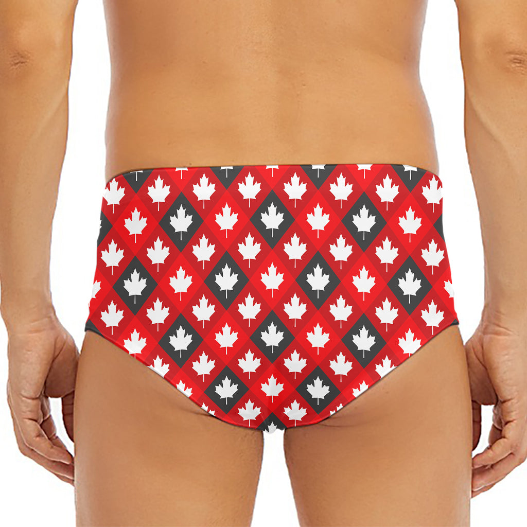 Canada Maple Leaf Pattern Print Men's Triangle Swim Briefs