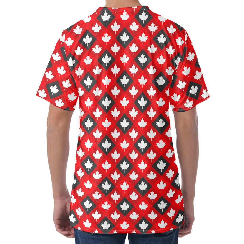 Canada Maple Leaf Pattern Print Men's Velvet T-Shirt