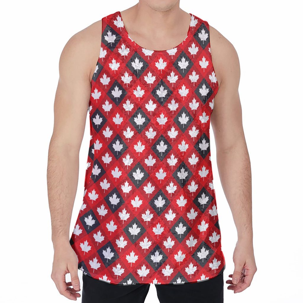 Canada Maple Leaf Pattern Print Men's Velvet Tank Top