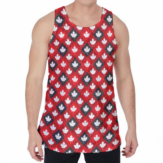 Canada Maple Leaf Pattern Print Men's Velvet Tank Top