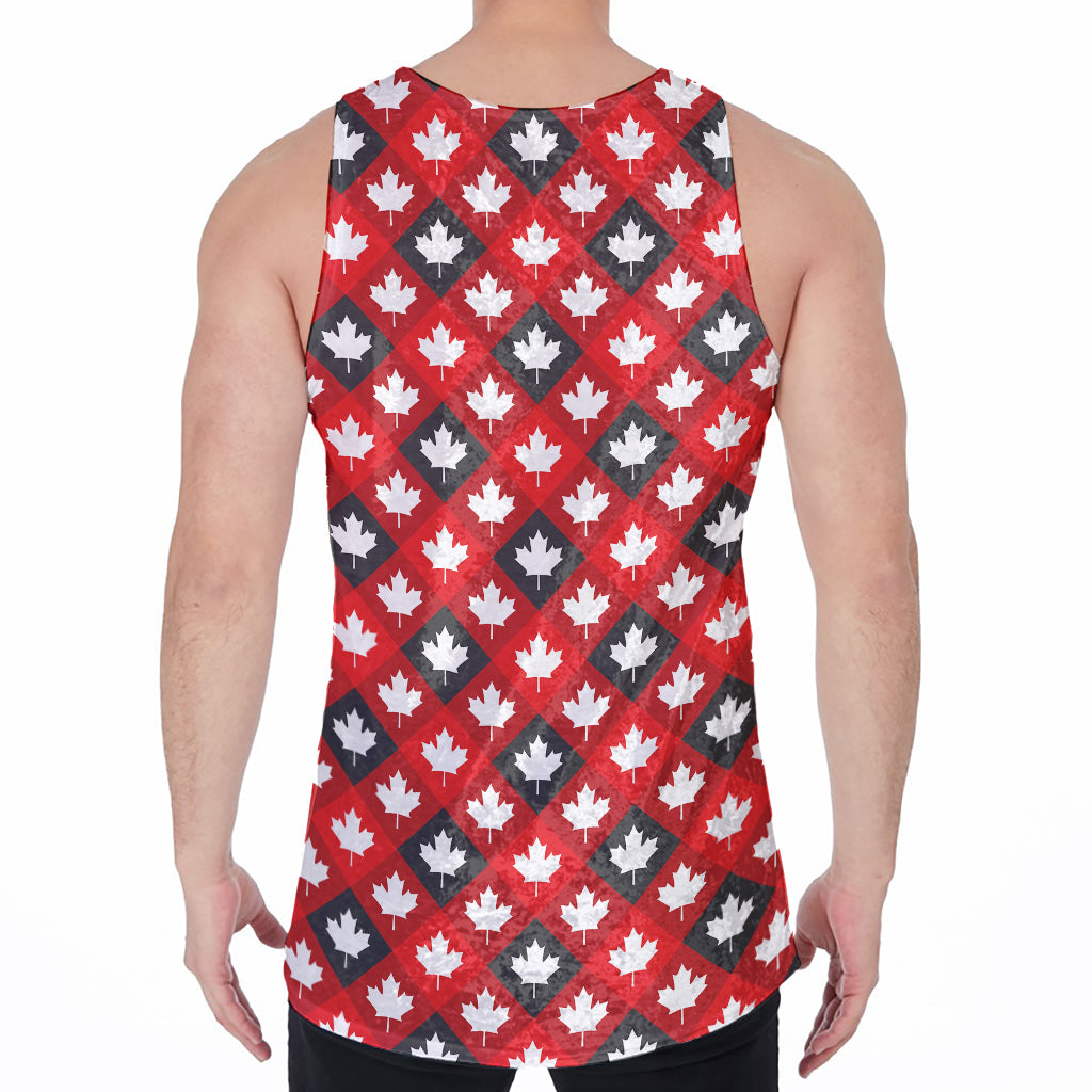 Canada Maple Leaf Pattern Print Men's Velvet Tank Top