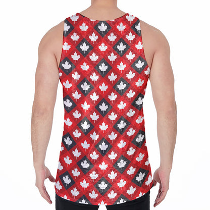 Canada Maple Leaf Pattern Print Men's Velvet Tank Top