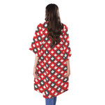 Canada Maple Leaf Pattern Print Open Front Beach Cover Up