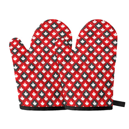 Canada Maple Leaf Pattern Print Oven Mitts