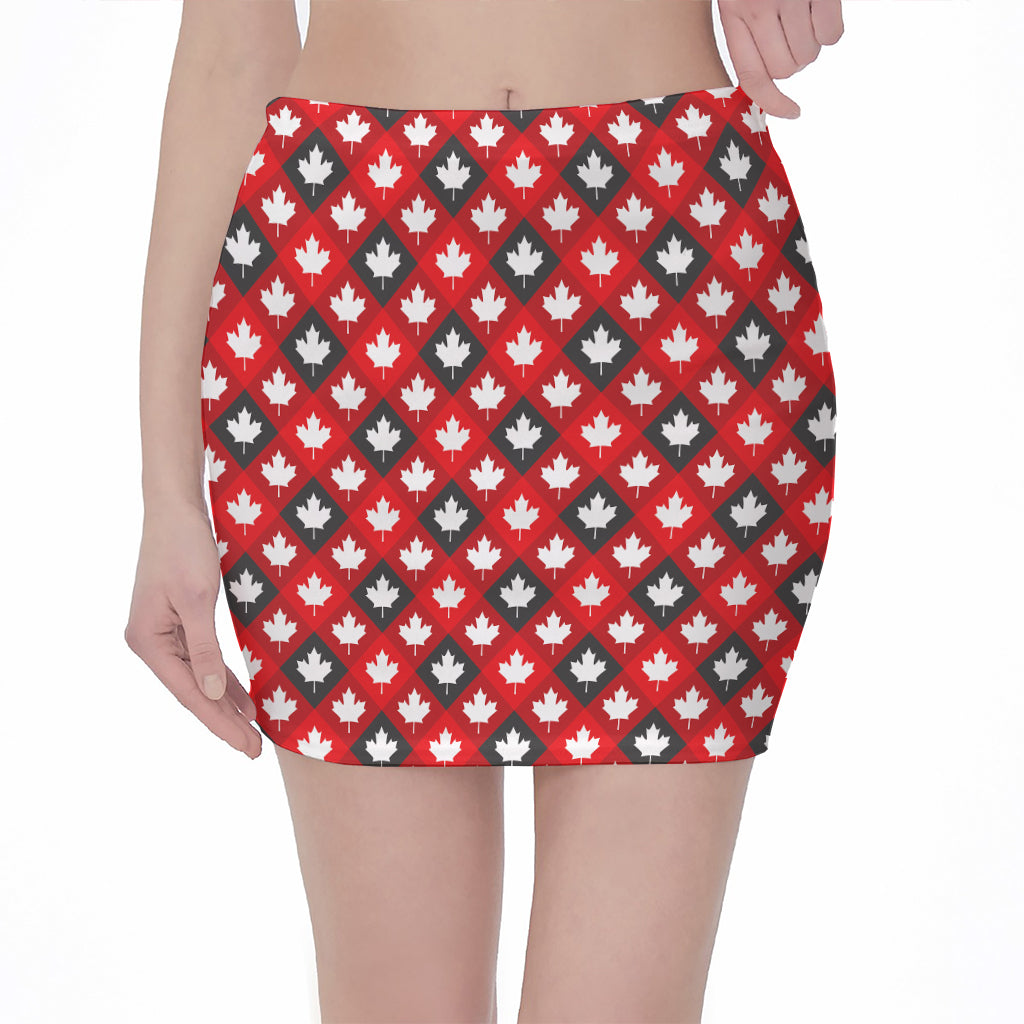 Canada Maple Leaf Pattern Print Pencil Mini Skirt