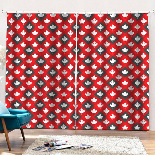 Canada Maple Leaf Pattern Print Pencil Pleat Curtains