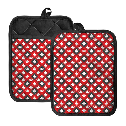Canada Maple Leaf Pattern Print Pot Holders With Pocket