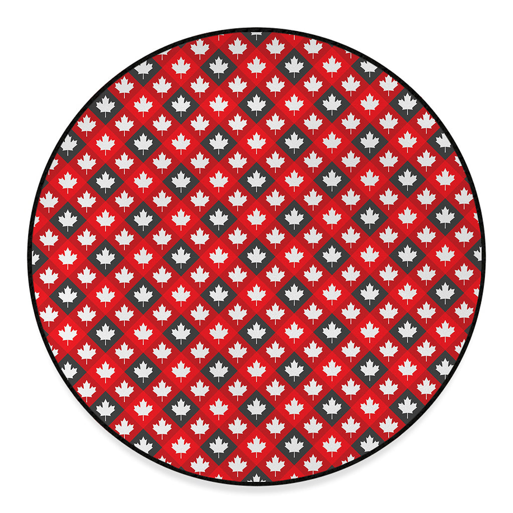Canada Maple Leaf Pattern Print Round Floor Mat