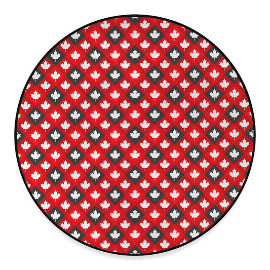 Canada Maple Leaf Pattern Print Round Floor Mat