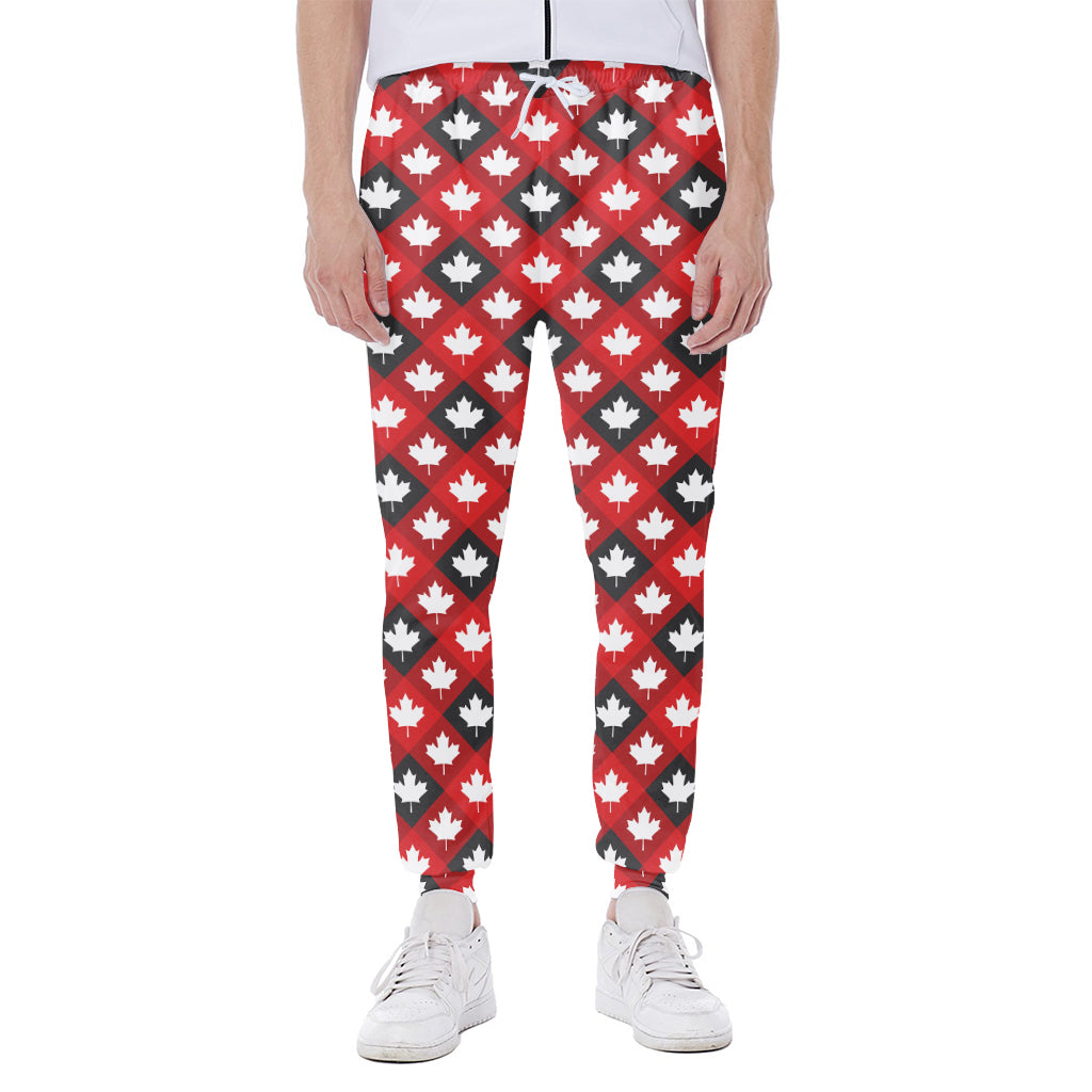 Canada Maple Leaf Pattern Print Scuba Joggers