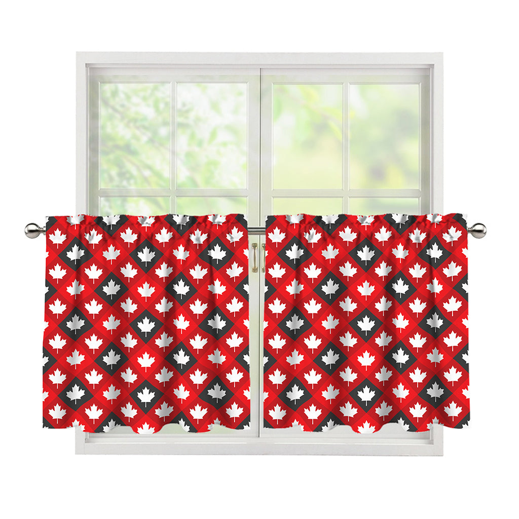 Canada Maple Leaf Pattern Print Tier Curtains