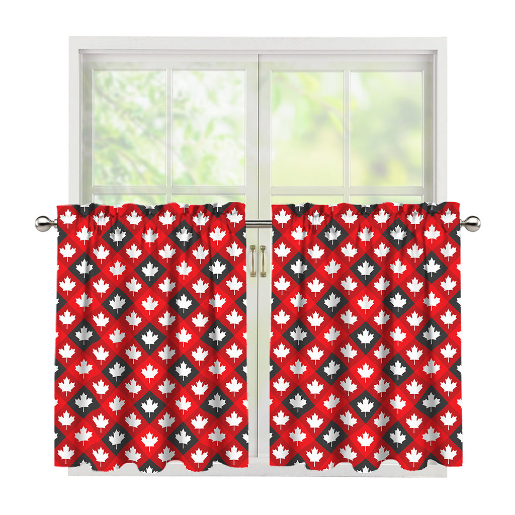 Canada Maple Leaf Pattern Print Tier Curtains