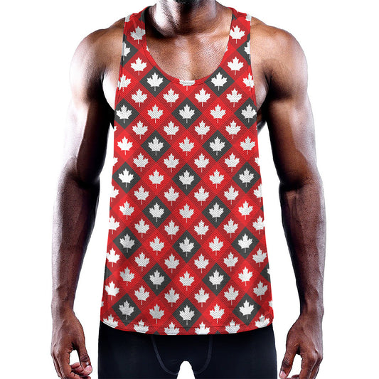 Canada Maple Leaf Pattern Print Training Tank Top
