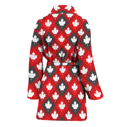 Canada Maple Leaf Pattern Print Women's Bathrobe