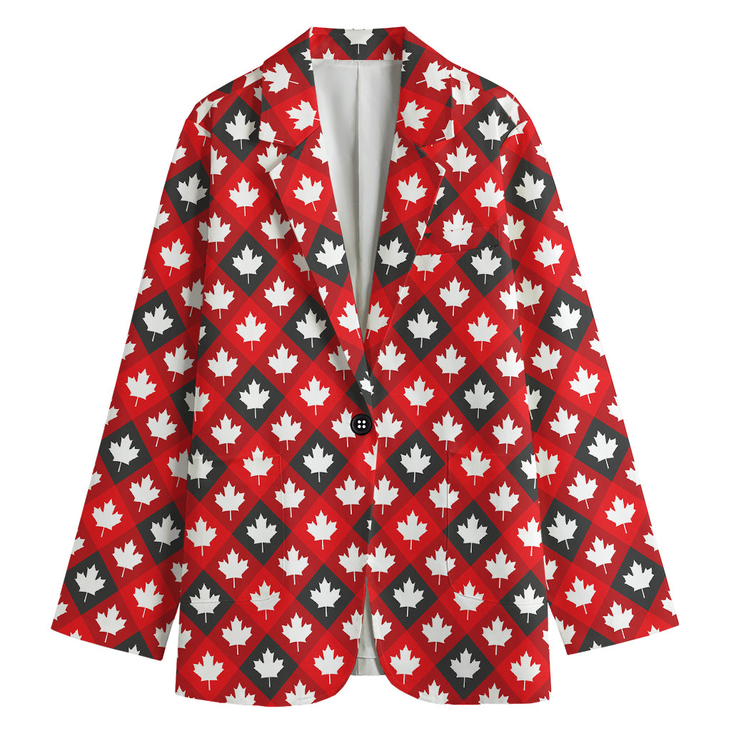 Canada Maple Leaf Pattern Print Women's Blazer