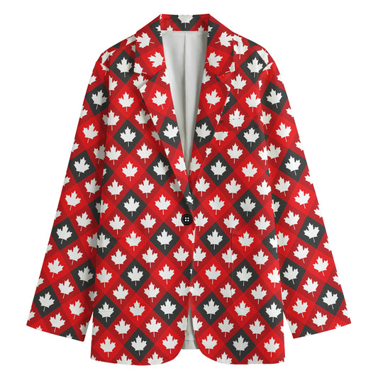Canada Maple Leaf Pattern Print Women's Blazer