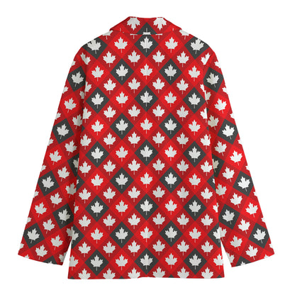Canada Maple Leaf Pattern Print Women's Blazer
