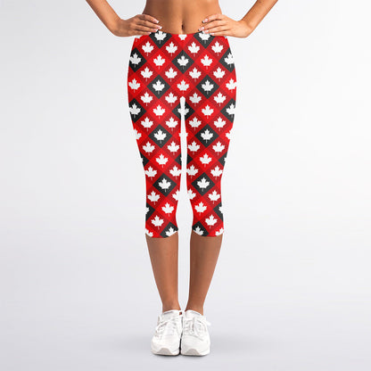 Canada Maple Leaf Pattern Print Women's Capri Leggings