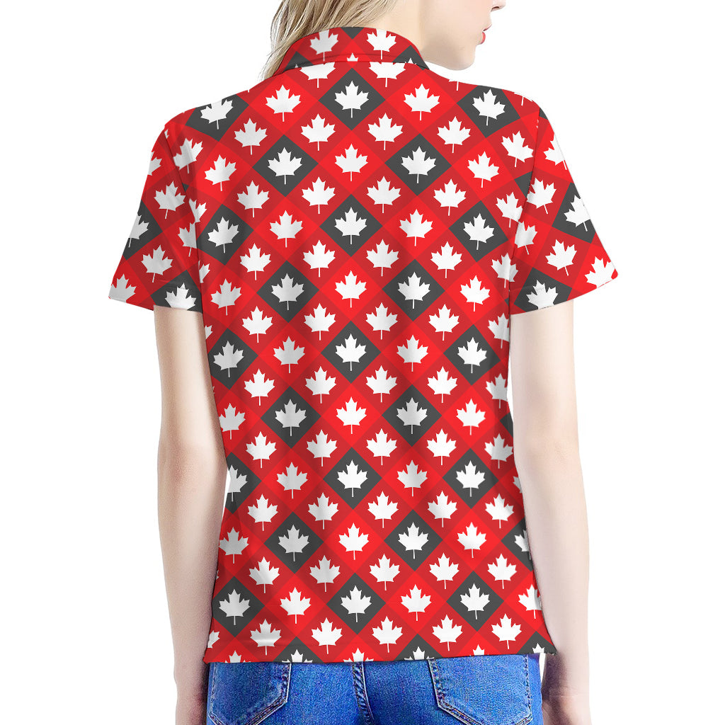 Canada Maple Leaf Pattern Print Women's Polo Shirt