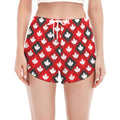 Canada Maple Leaf Pattern Print Women's Split Running Shorts
