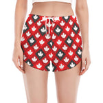 Canada Maple Leaf Pattern Print Women's Split Running Shorts