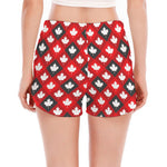 Canada Maple Leaf Pattern Print Women's Split Running Shorts