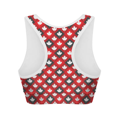 Canada Maple Leaf Pattern Print Women's Sports Bra