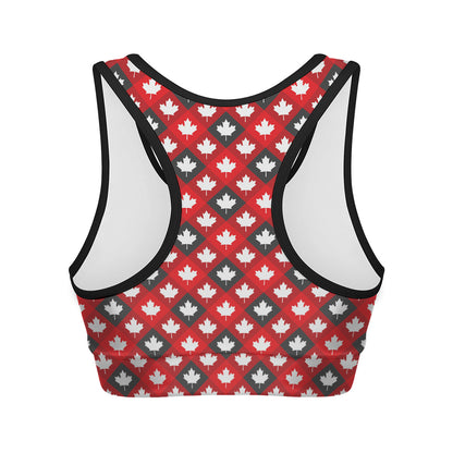 Canada Maple Leaf Pattern Print Women's Sports Bra