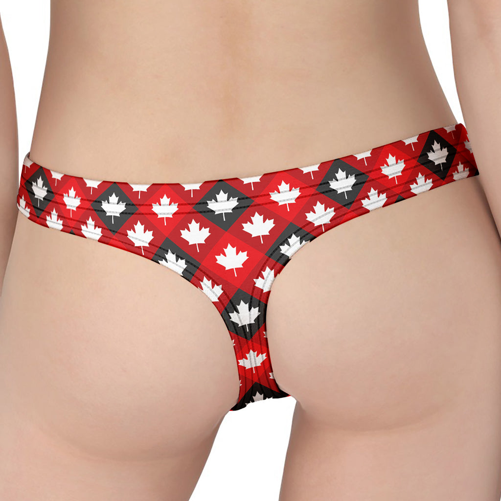 Canada Maple Leaf Pattern Print Women's Thong