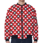 Canada Maple Leaf Pattern Print Zip Sleeve Bomber Jacket