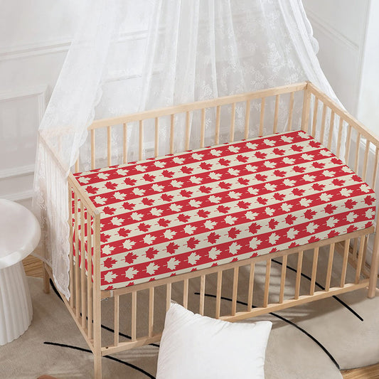 Canadian Maple Leaf Pattern Print Baby Crib Sheet