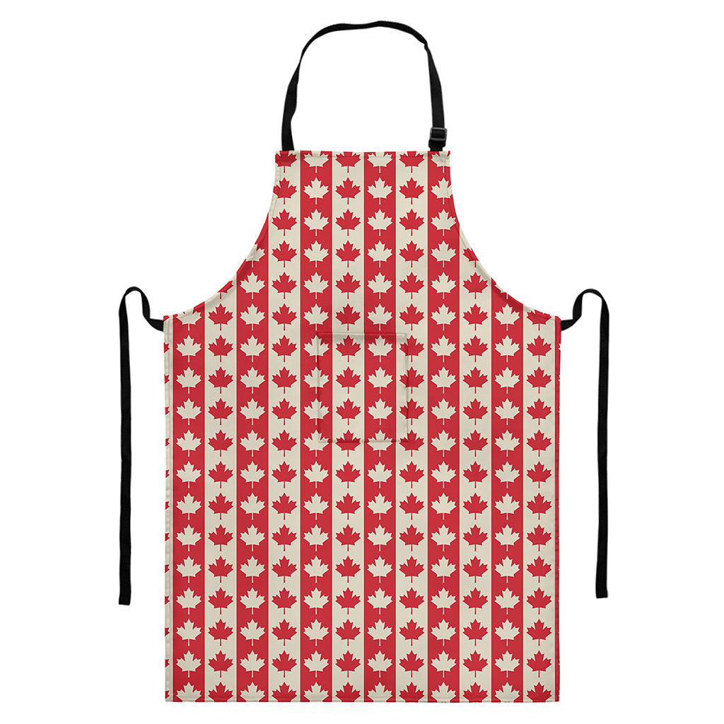 Canadian Maple Leaf Pattern Print Bib Apron With Pocket