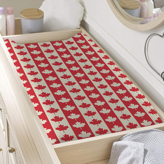 Canadian Maple Leaf Pattern Print Changing Pad Cover