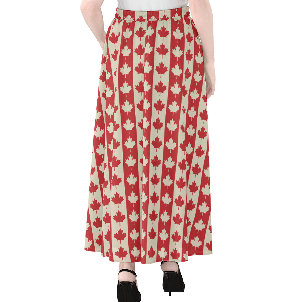 Canadian Maple Leaf Pattern Print Chiffon Maxi Skirt