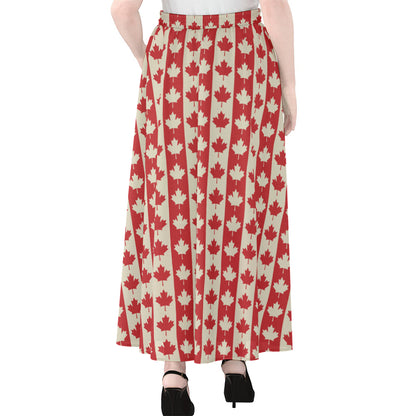 Canadian Maple Leaf Pattern Print Chiffon Maxi Skirt