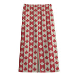 Canadian Maple Leaf Pattern Print Cotton Front Slit Maxi Skirt