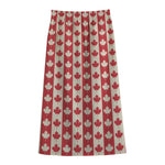 Canadian Maple Leaf Pattern Print Cotton Front Slit Maxi Skirt