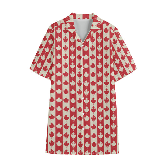 Canadian Maple Leaf Pattern Print Cotton Hawaiian Shirt