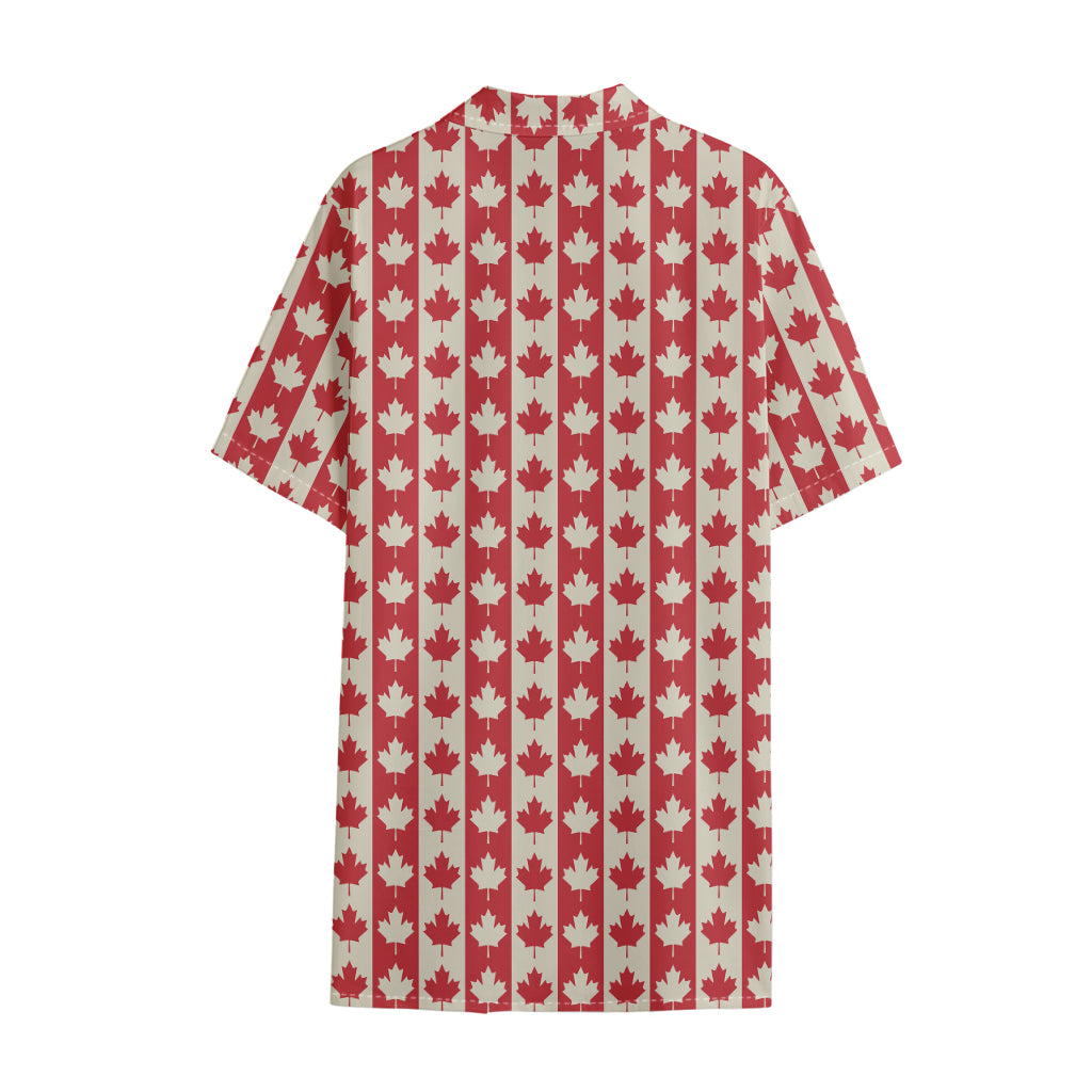 Canadian Maple Leaf Pattern Print Cotton Hawaiian Shirt