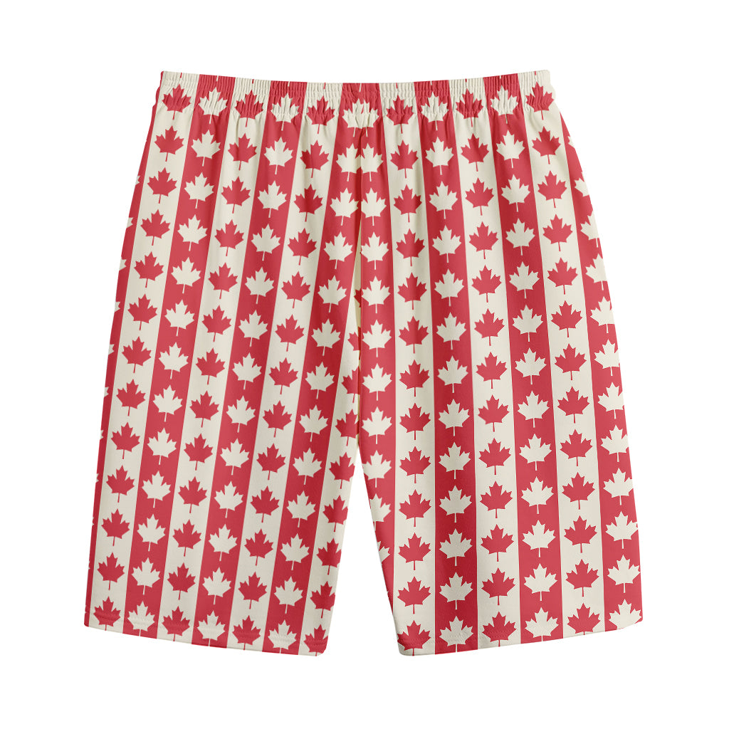 Canadian Maple Leaf Pattern Print Cotton Shorts