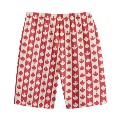 Canadian Maple Leaf Pattern Print Cotton Shorts
