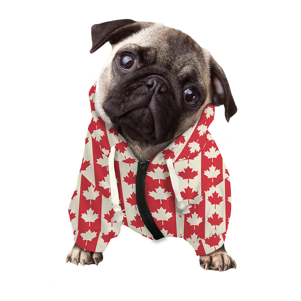 Canadian Maple Leaf Pattern Print Dog Zip Up Hoodie