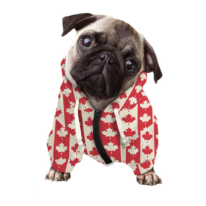 Canadian Maple Leaf Pattern Print Dog Zip Up Hoodie