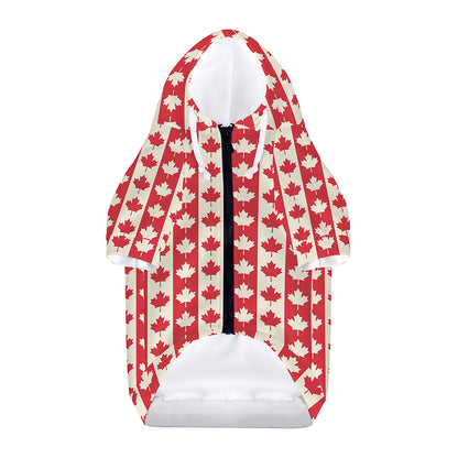 Canadian Maple Leaf Pattern Print Dog Zip Up Hoodie