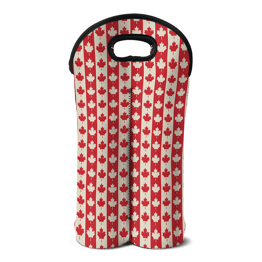 Canadian Maple Leaf Pattern Print Double Neoprene Wine Tote