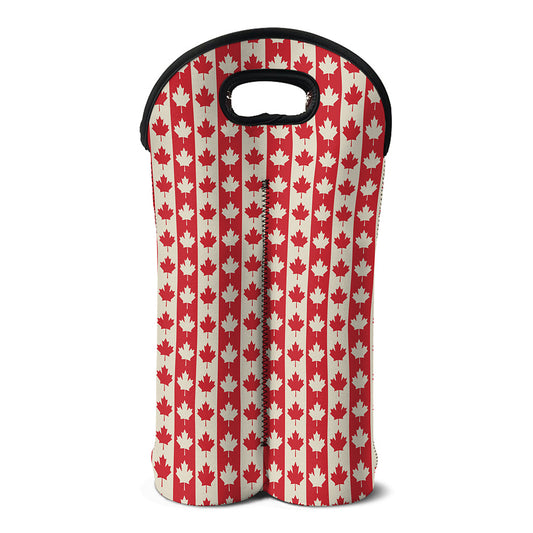 Canadian Maple Leaf Pattern Print Double Neoprene Wine Tote