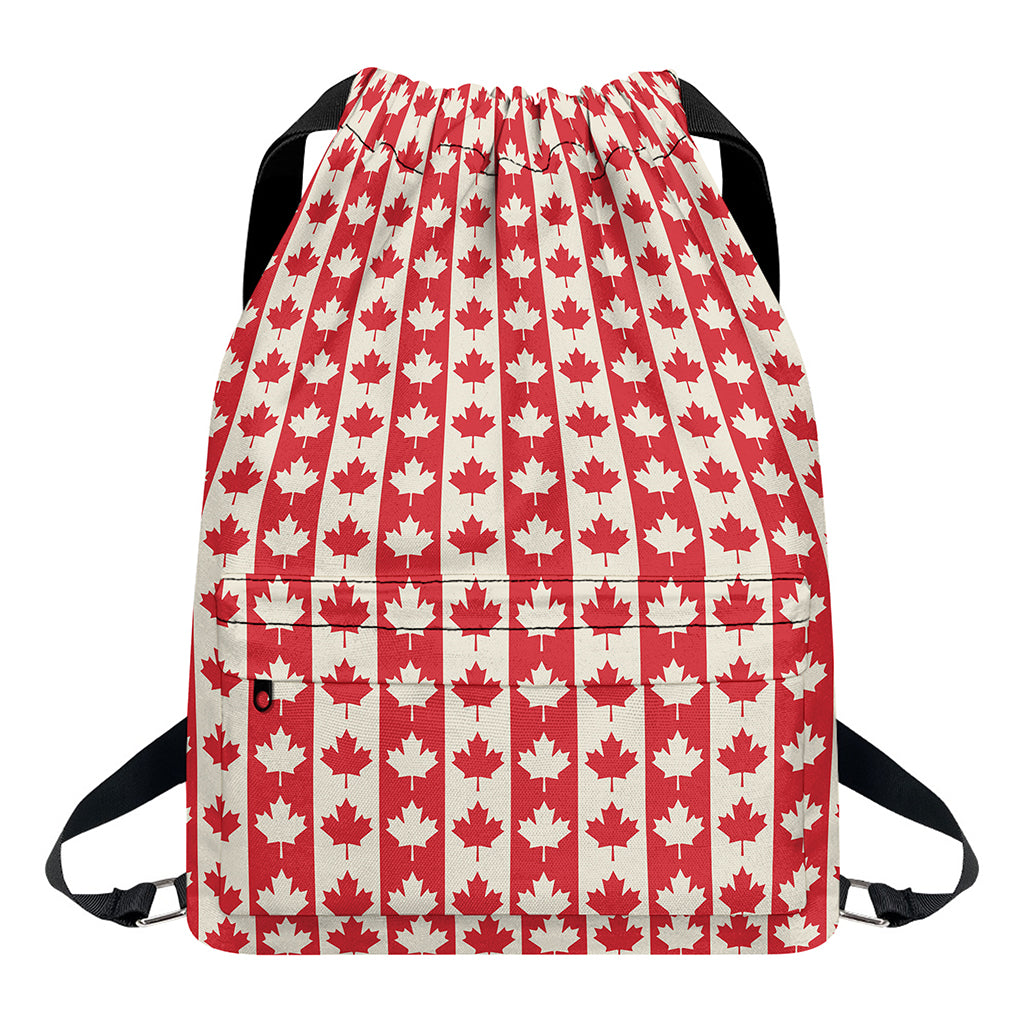 Canadian Maple Leaf Pattern Print Drawstring Backpack
