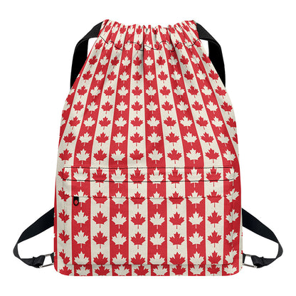 Canadian Maple Leaf Pattern Print Drawstring Backpack