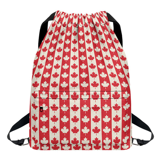 Canadian Maple Leaf Pattern Print Drawstring Backpack