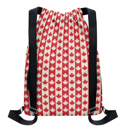 Canadian Maple Leaf Pattern Print Drawstring Backpack